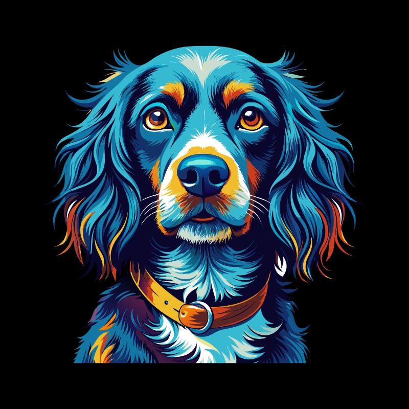 Blauer Picardy Spaniel Hund Rasse Karikatur Kawaii