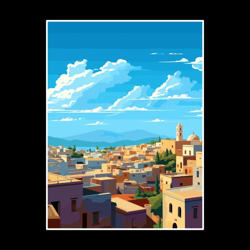 Fes Marokko Reise Poster Souvenir Postkarte Farbe