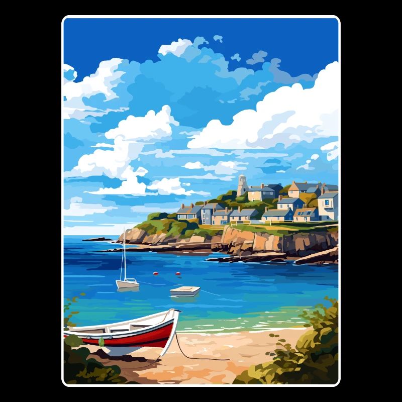 Coverack Cornouailles Angleterre Affiche de voyage souvenir