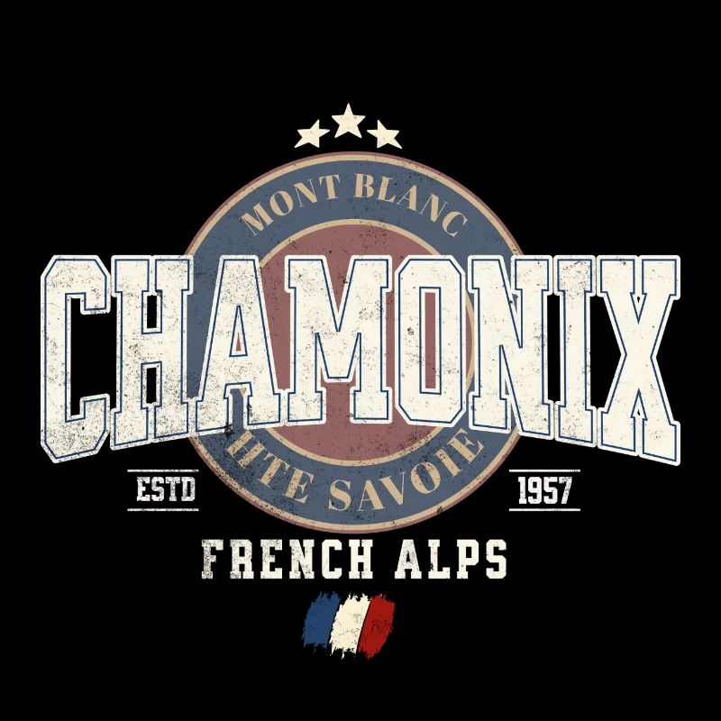 Design Mont Blanc Chamonix avec Drapeau Français
