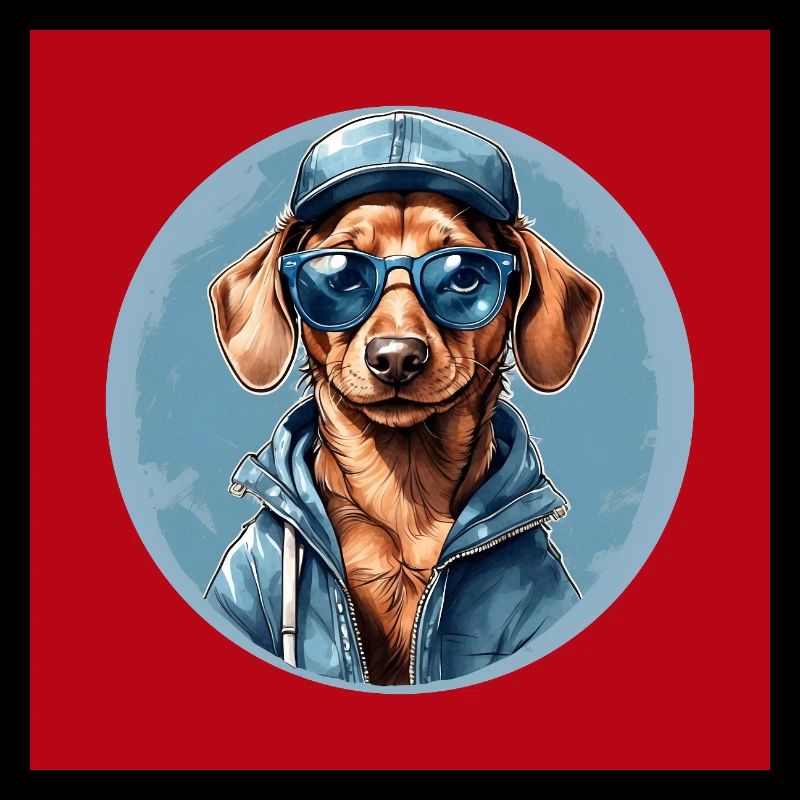 Teckel Teckel avec lunettes de soleil et sweat à capuche