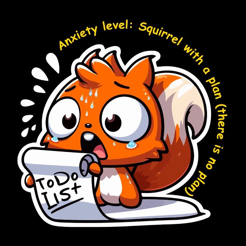 Ängstliches Eichhörnchen mit To-Do-Liste