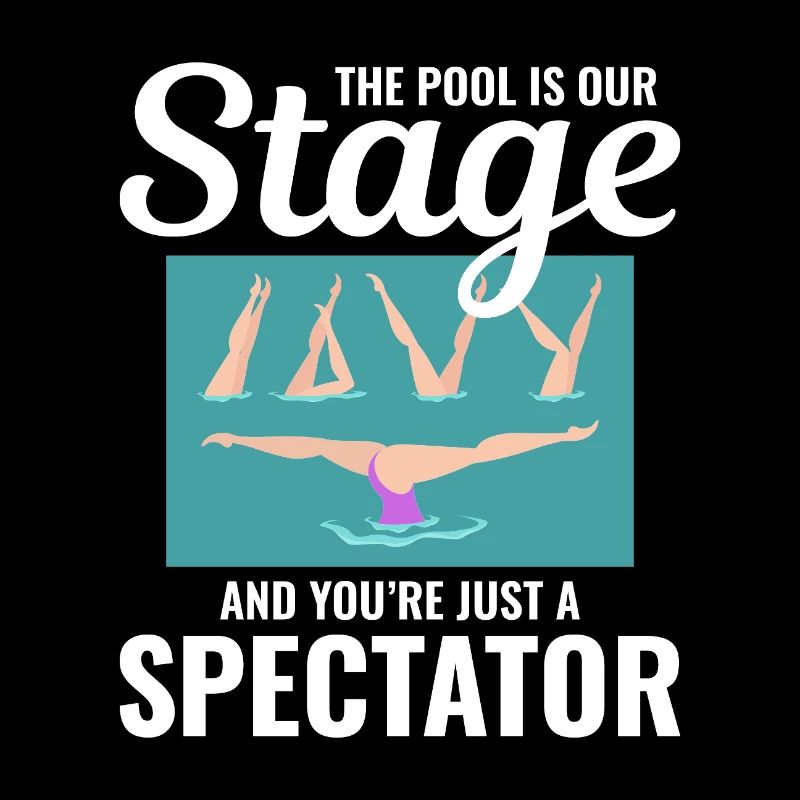 Zuschauer am Pool, Illustration, Synchronschwimmen