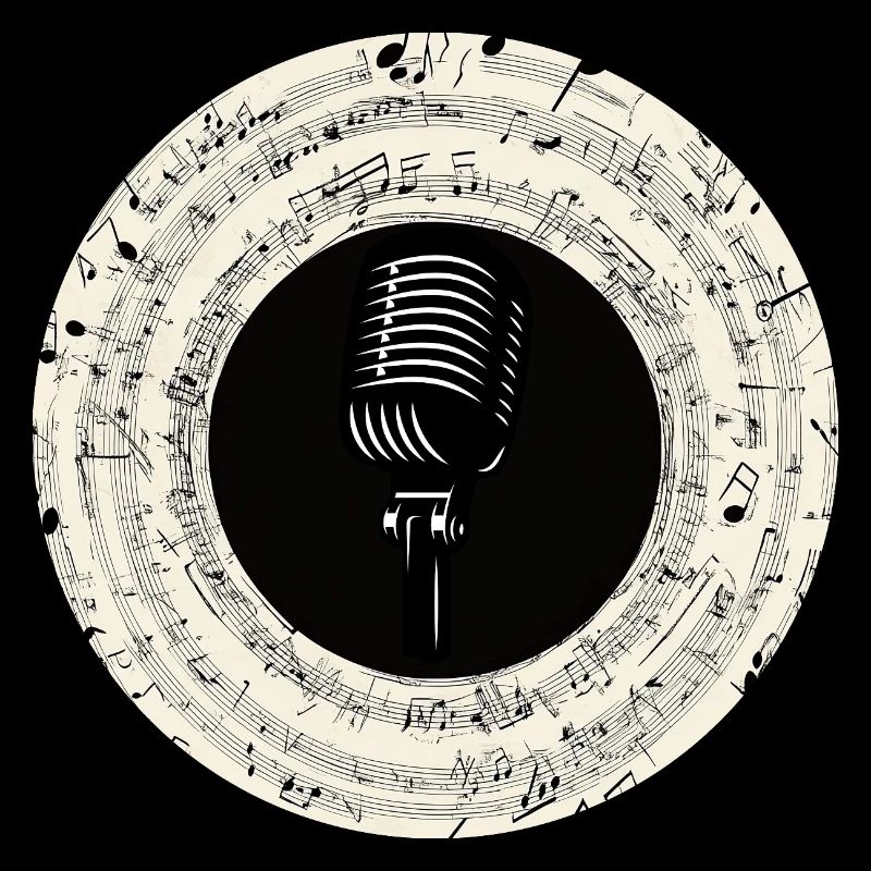 Microphone Musical Notes Art