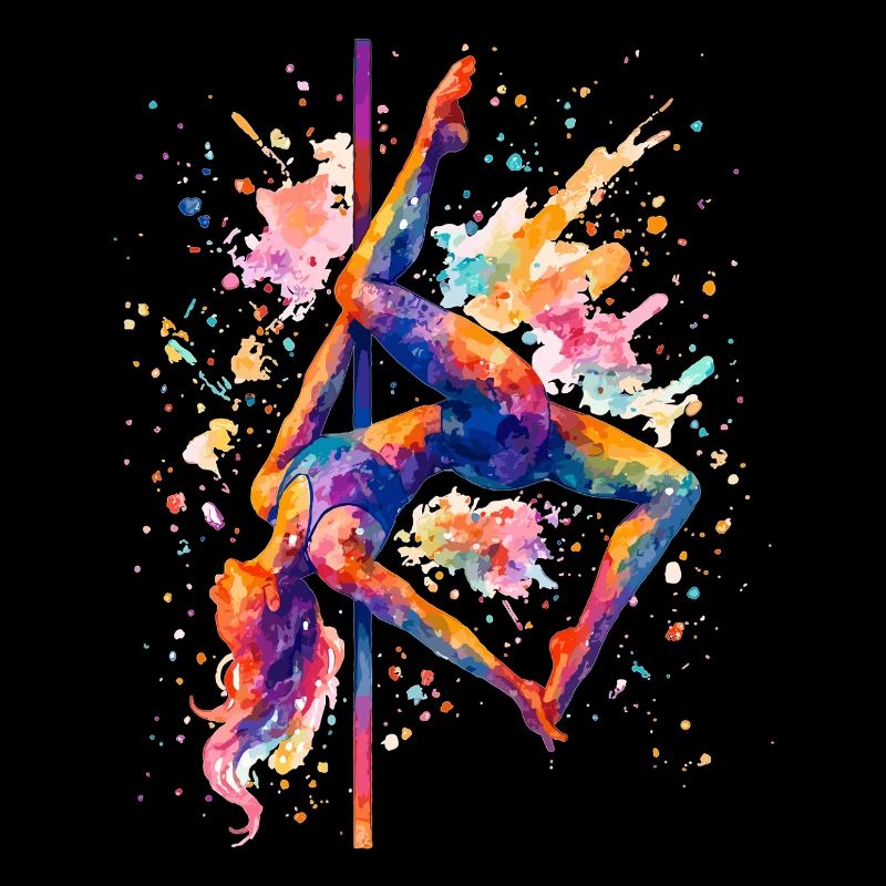 Pole Dance Pole Dancer Aquarelle Cadeau coloré