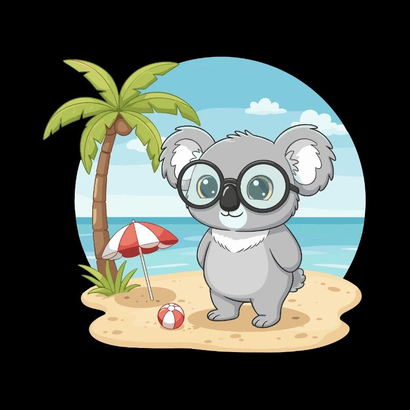 Vacances d’été sur la plage du Koala mignon avec des lunettes