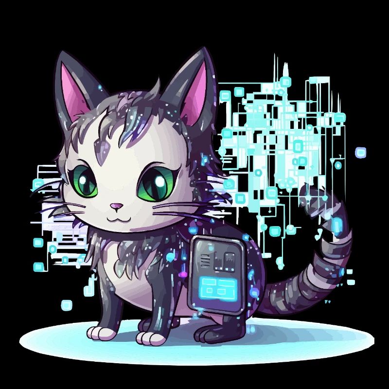 Cybercat Neon Pixel Magic