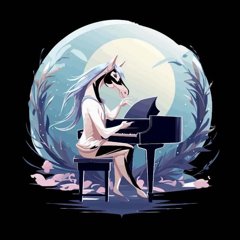 Licorne au clair de lune au piano