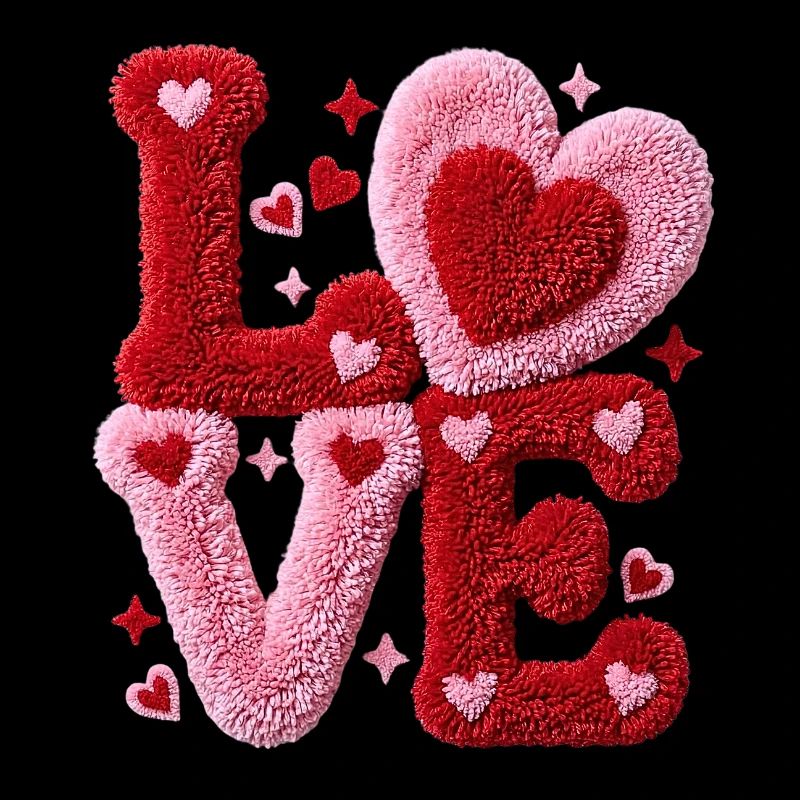 Faux Plush Hearts LOVE Design