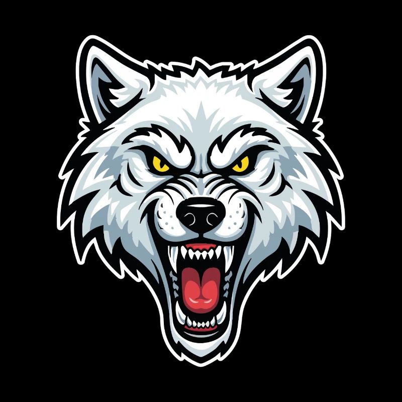 Arctic White Wolf Yellow Eyes Wolf Logo