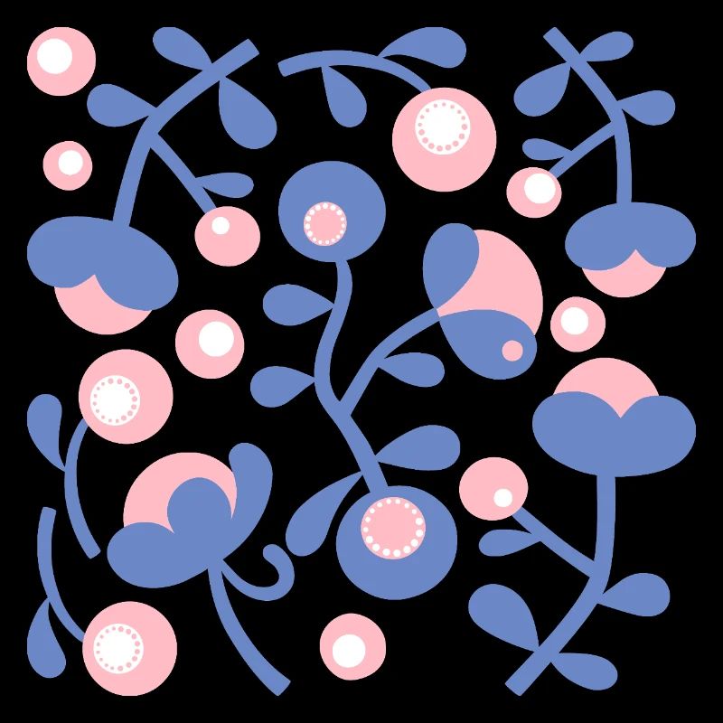 Abstract Peonies L Rose Blue White