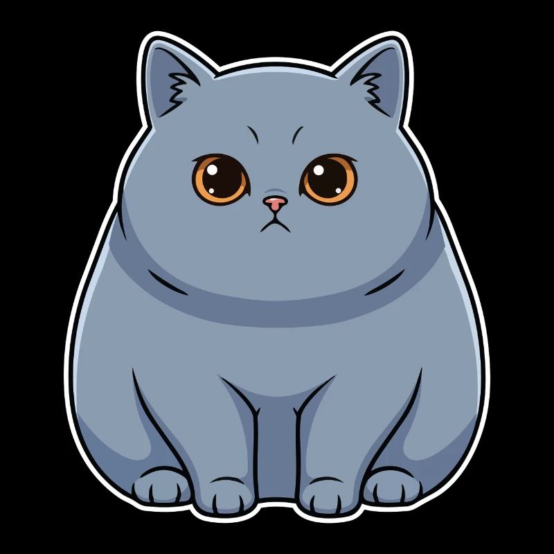 Chat British Shorthair Bleu Portrait Rond Mignon