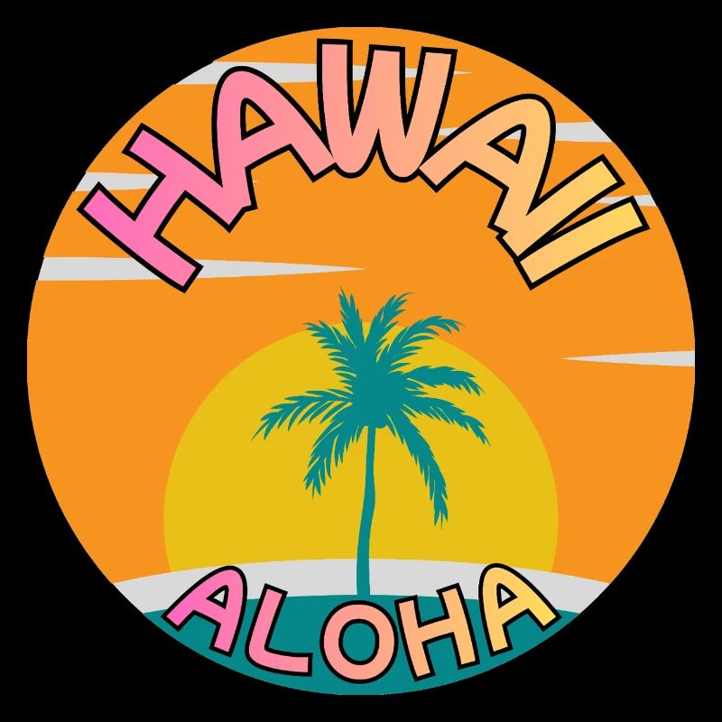 Coucher de soleil Hawaii Aloha avec palmier