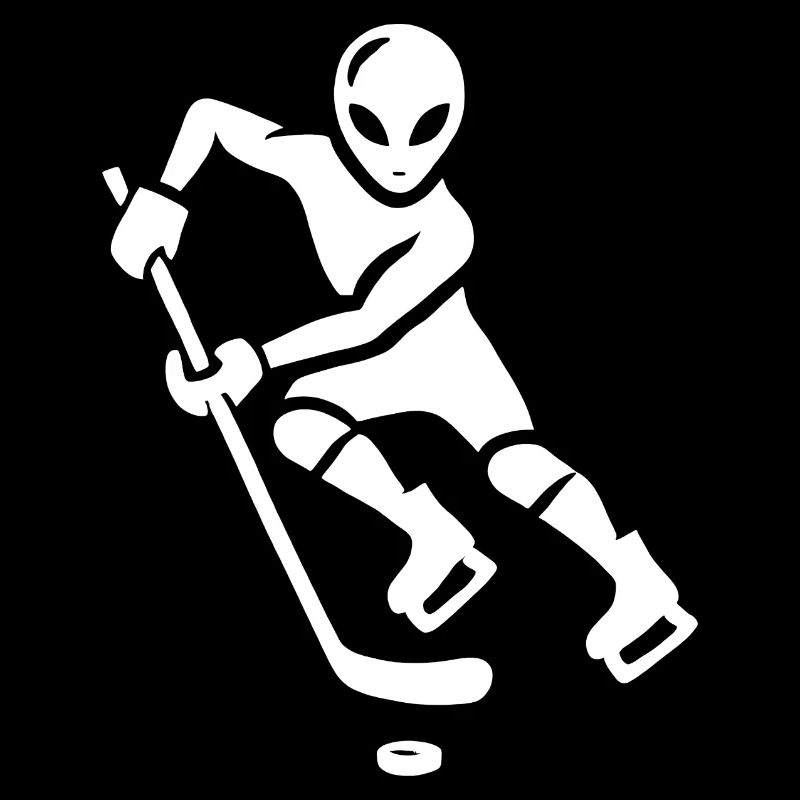 Alien Eishockeyspieler Silhouette minimalistisch