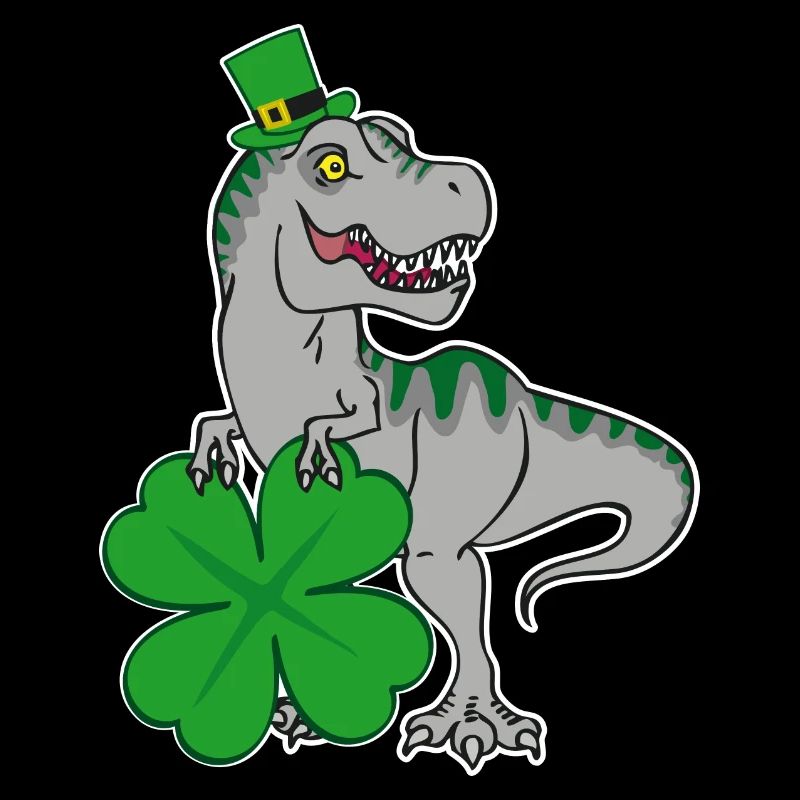 St. Patrick's Day T-Rex with cloverleaf and hat