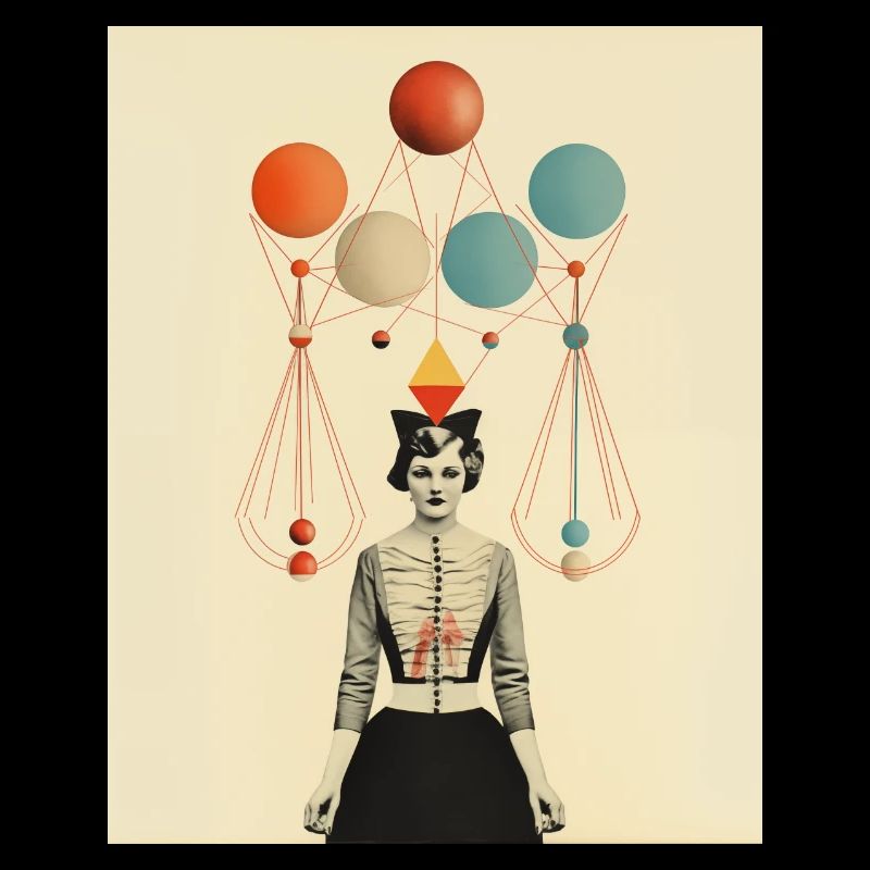 Collage de papier de dame de cirque de pensée