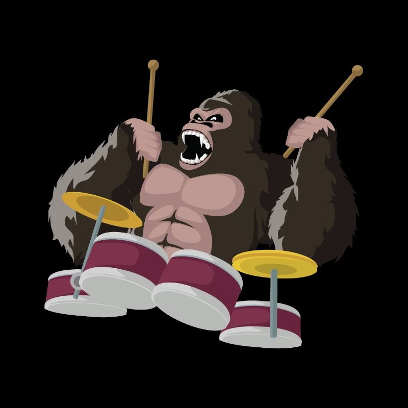 Gorilla plays drums