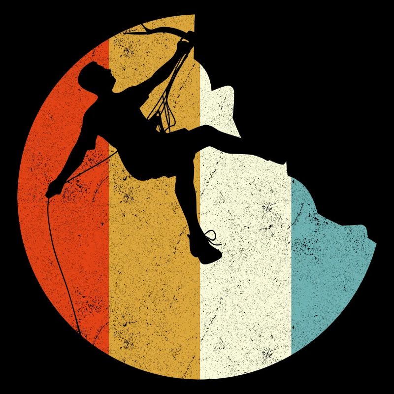 Climber Silhouette on Rainbow Gradient Globe