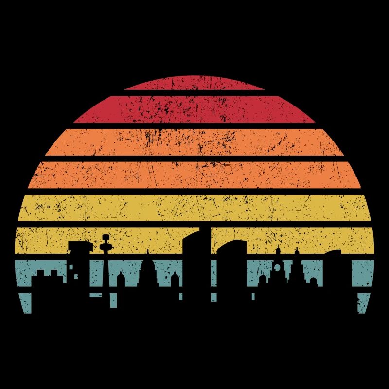 Sunset Skyline Gradient Stripes