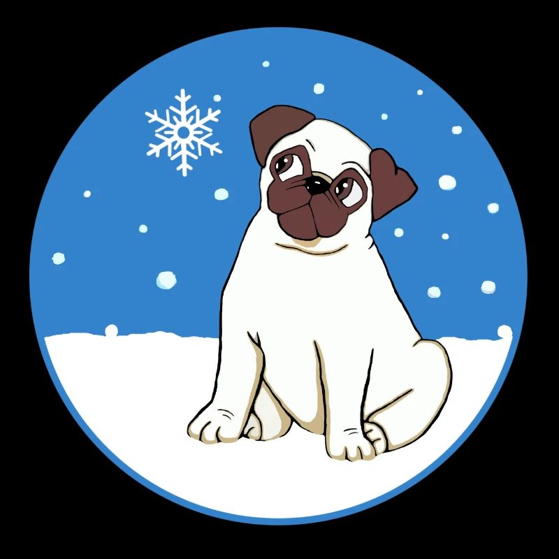 Mops im Schnee