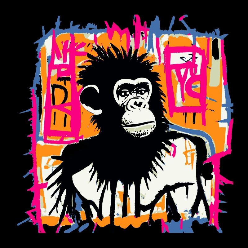 Art de rue de chimpanzé - Graffiti coloré de singe