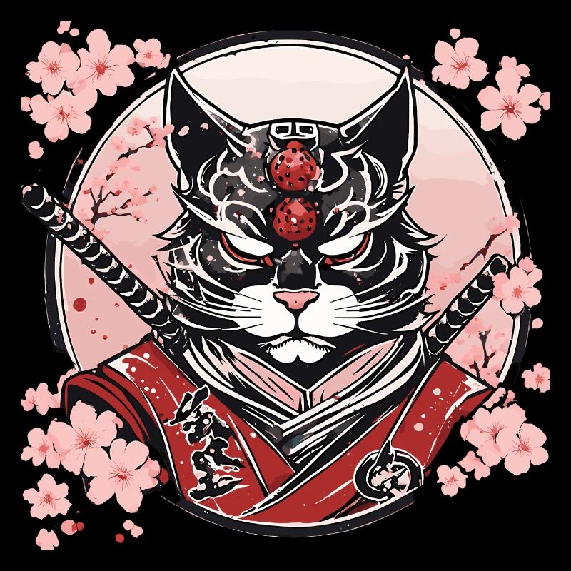 Dämonischer Kawaii Neko Samurai : Katzen-Samurai