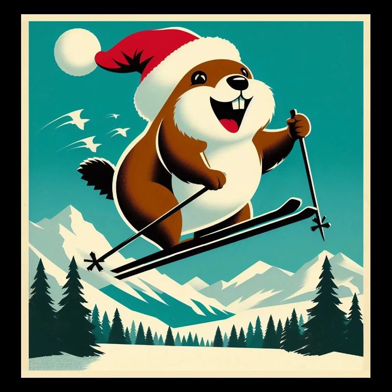 Marmotte Ski Affiche Vintage
