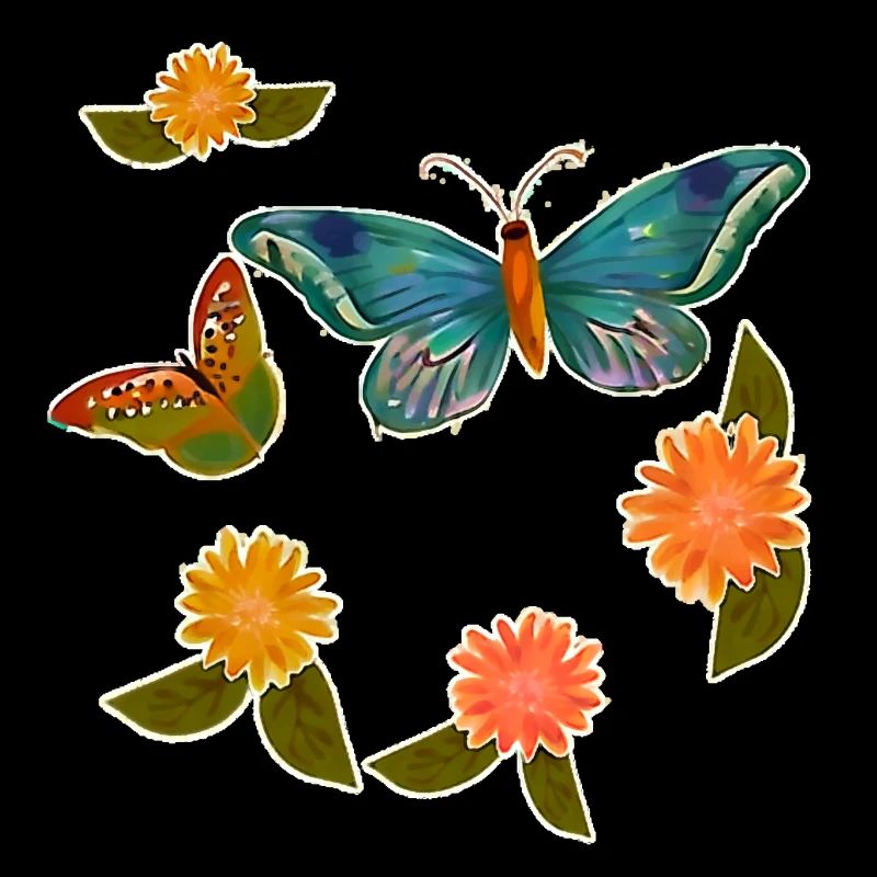 Papillons et fleurs