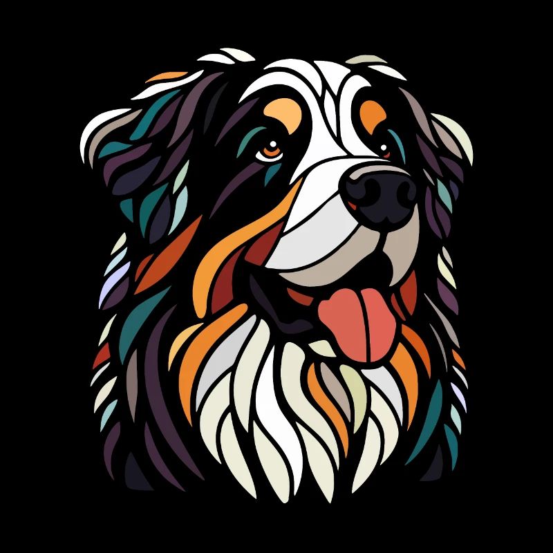 Tête de chien bouvier bernois multicolore art géom
