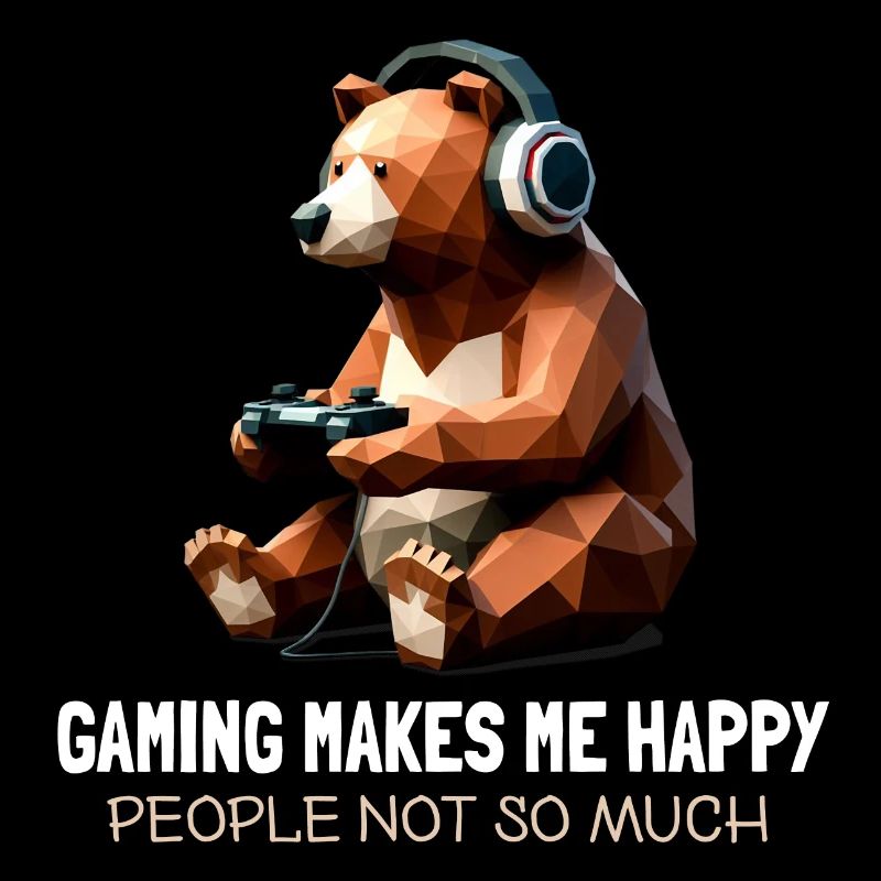 Cute bear with gaming headset