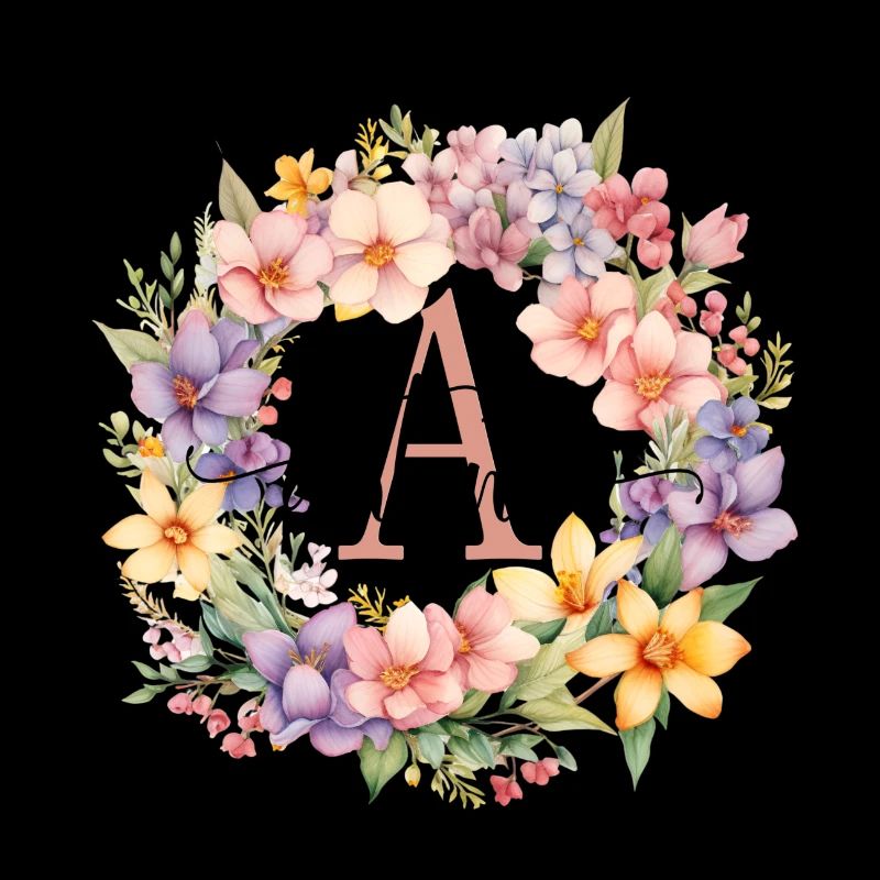 A| Monogramme | Nom | Antonia | Aquarelle | Coloré