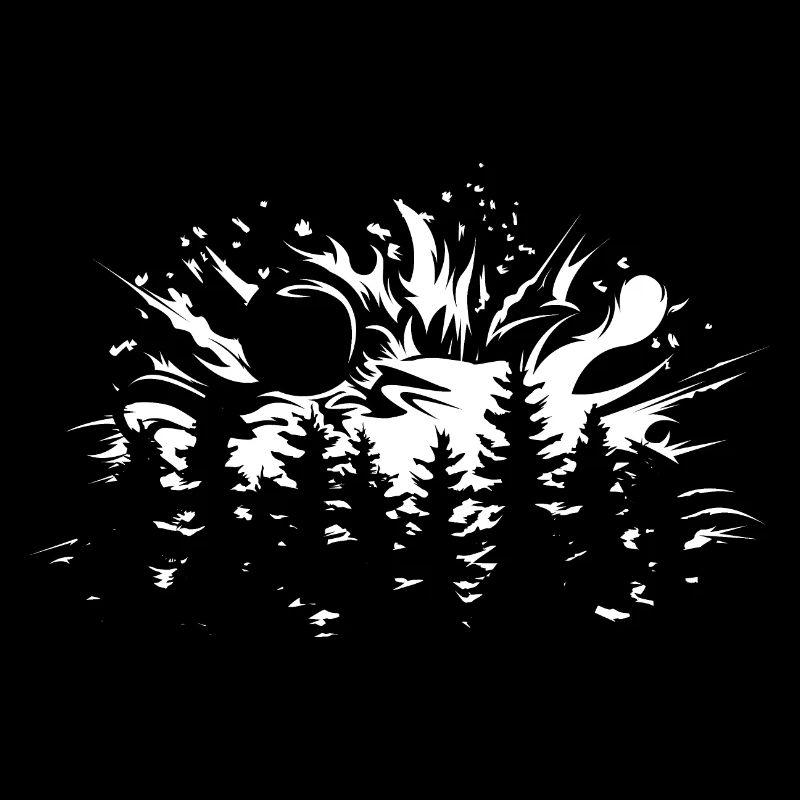 forêt lune explosion arbre nature illustration logo