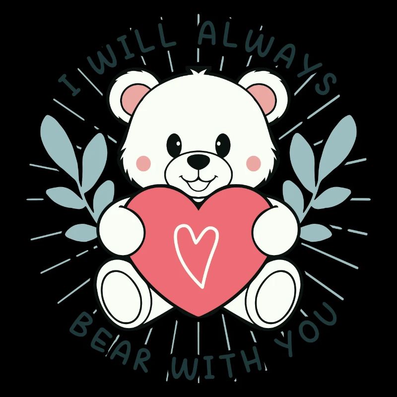 Ours mignon avec cœur et message