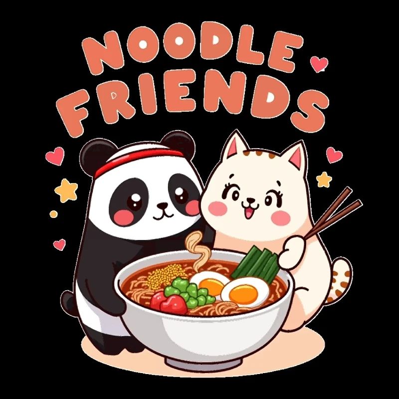 Noodle Friends Panda Chat Illustration