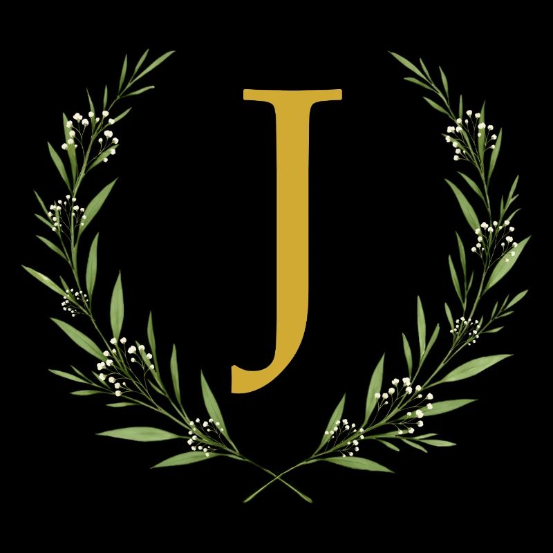 J Monogram, Eucalyptus Wreath, Personalizable