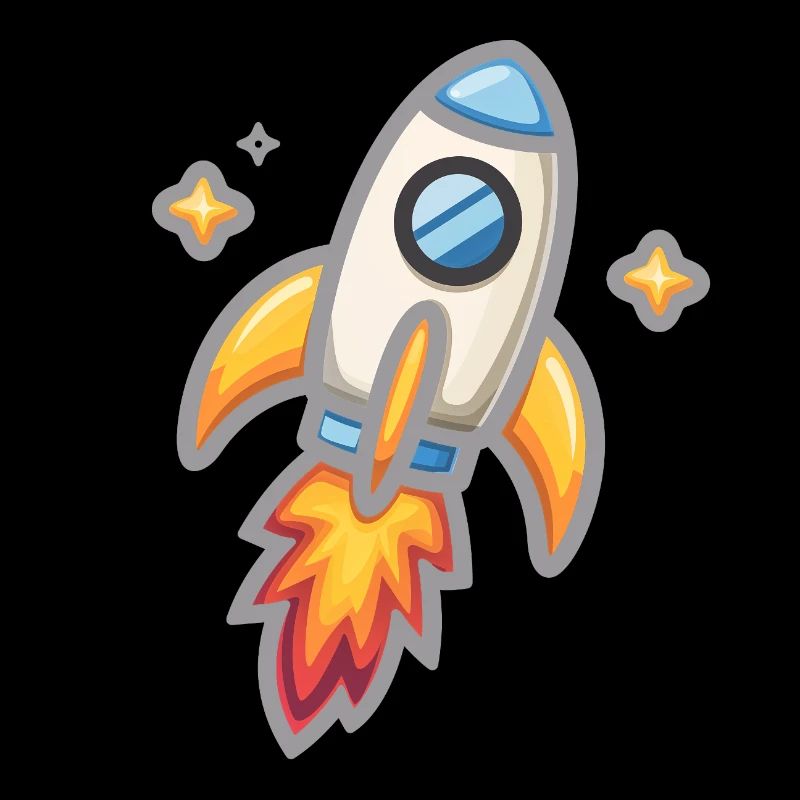 Cartoon rocket in neon style