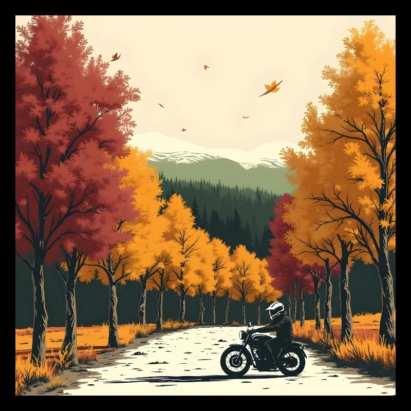 Rangée d’arbres à impression en bloc + vélo