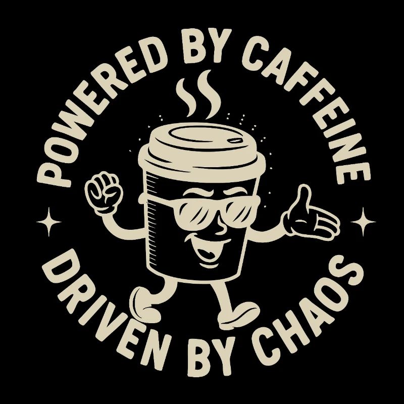 Powered by Caffeine, Driven by Chaos Kaffee Spruch