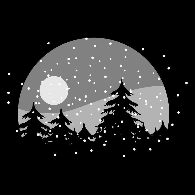 Atmospheric winter landscape with snowfall