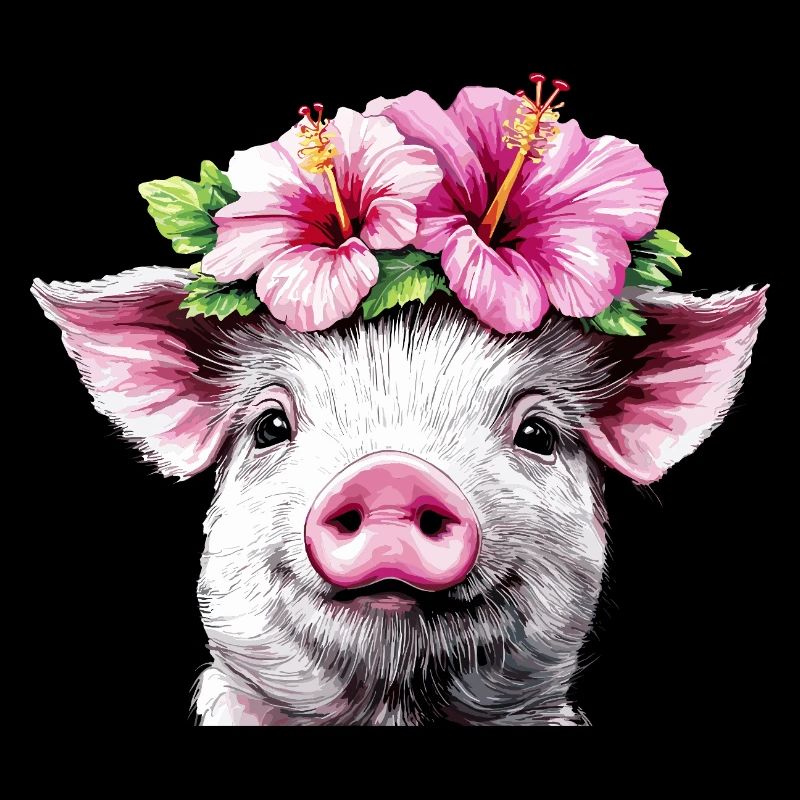 Cochon à couronne d’hibiscus