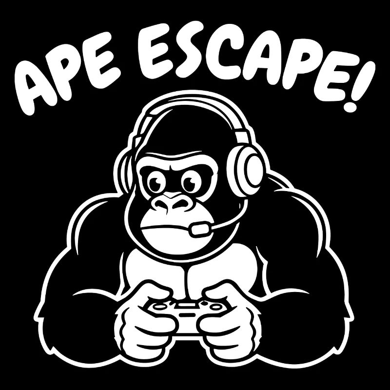 Affe-Gamer mit Headset Controller