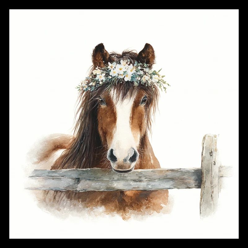 Cheval à couronne florale