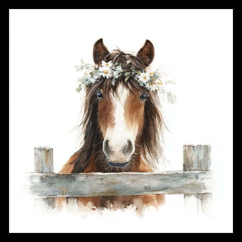 Poney couronné à fleurs