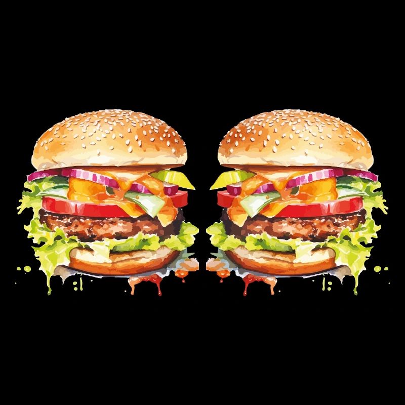 Burger Watercolor Explosion
