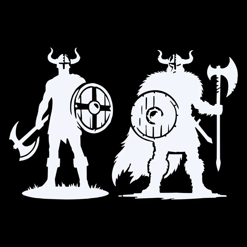 Wikinger-Duo: Schild & Beil im Schatten