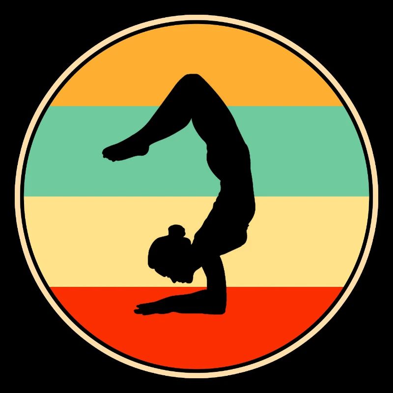 Graphisme de silhouette rétro de gymnaste au coucher de soleil