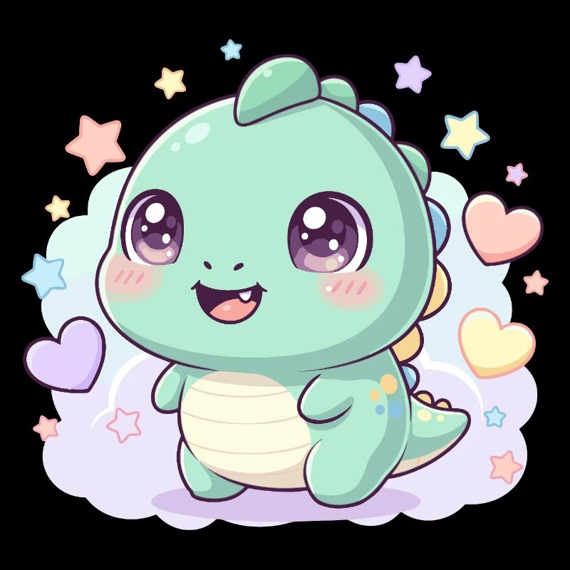 Pastell Kawaii Dino mit Sternchen