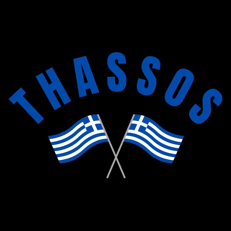 Thassos Drapeaux Grecs Croisés