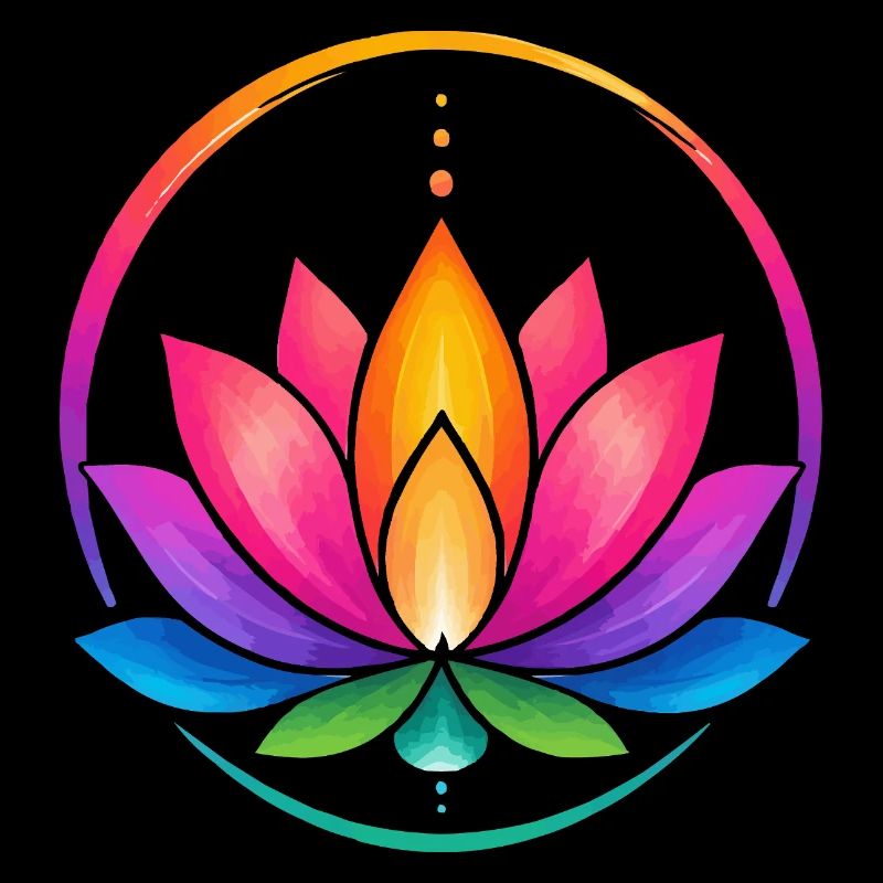 Rainbow Lotus in a Circle