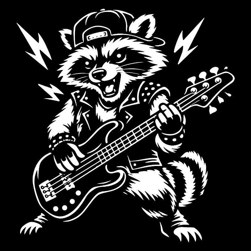 Raccoon jouant de la basse